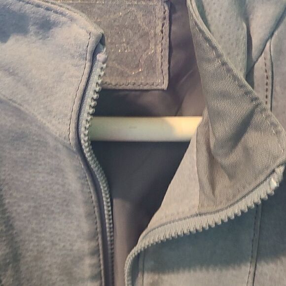 Size 11 Stylman International Grey Cotton and Leather Patchwork Jacket - Picture 6 of 10